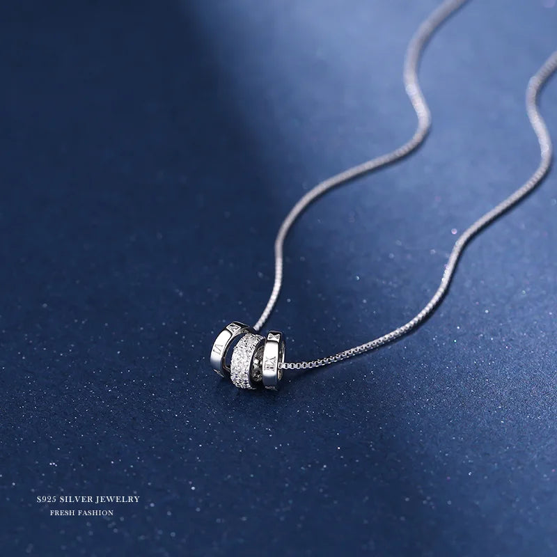 925 Sterling Silver Fashion Ring Pendant Necklace Mother's Day Gift for Women Hainon 1272