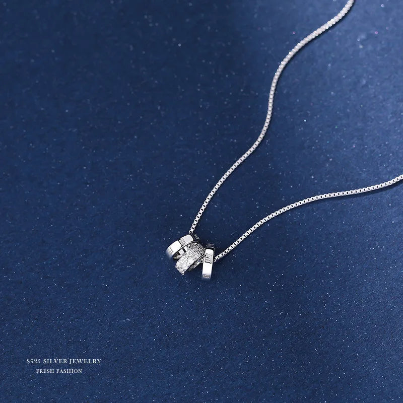 925 Sterling Silver Fashion Ring Pendant Necklace Mother's Day Gift for Women Hainon 1272