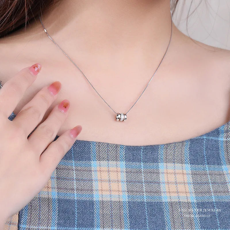 925 Sterling Silver Fashion Ring Pendant Necklace Mother's Day Gift for Women Hainon 1272