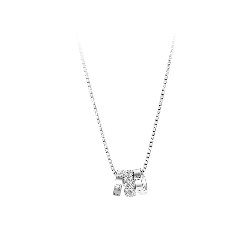 925 Sterling Silver Fashion Ring Pendant Necklace Mother's Day Gift for Women Hainon 1272